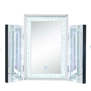 Tri-Fold Glam Beveled Lighted Bathroom Mirror by Everly Quinn